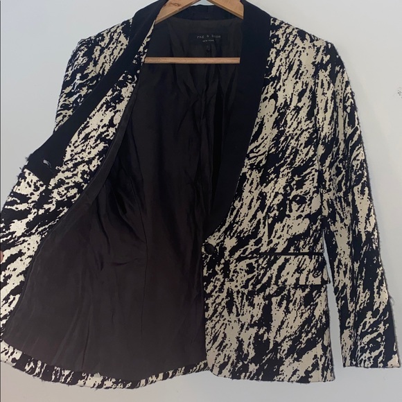 Rag & Bone black and white abstract print blazer size 6 pristine condition - Picture 11 of 13